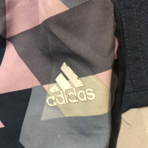 ADIDAS Geometric Running Athletic Workout Shorts XS Navy Blue Purple Grey - Picture 8 of 11